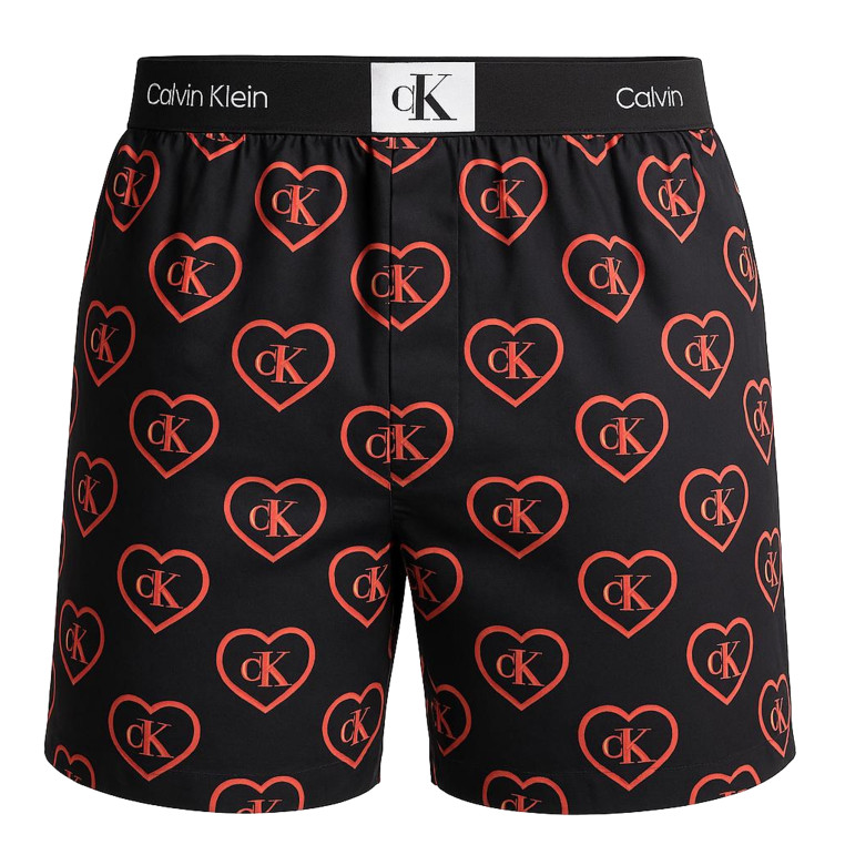 Calvin Klein LOVE CK srdíčka boxerky Bavlněné černé