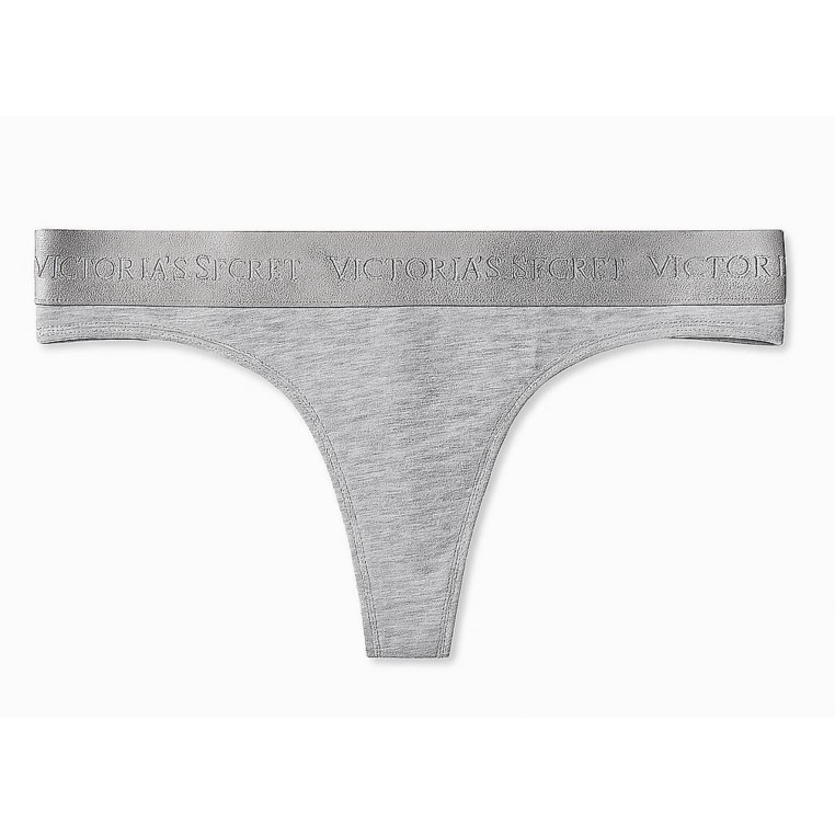 Victorias secret tanga kalhotky bavlněné Cotton Stretch šedé