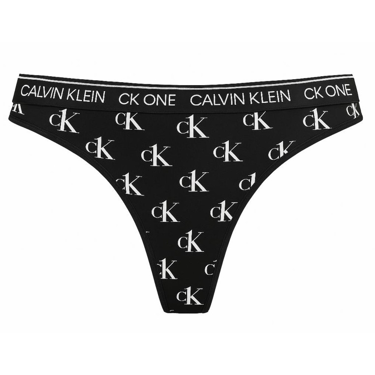 Calvin Klein One Kalhotky Tanga černé CK Print