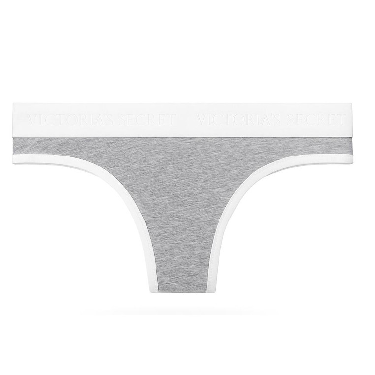 Victorias secret tanga thongs kalhotky bavlněné silver/šedé 