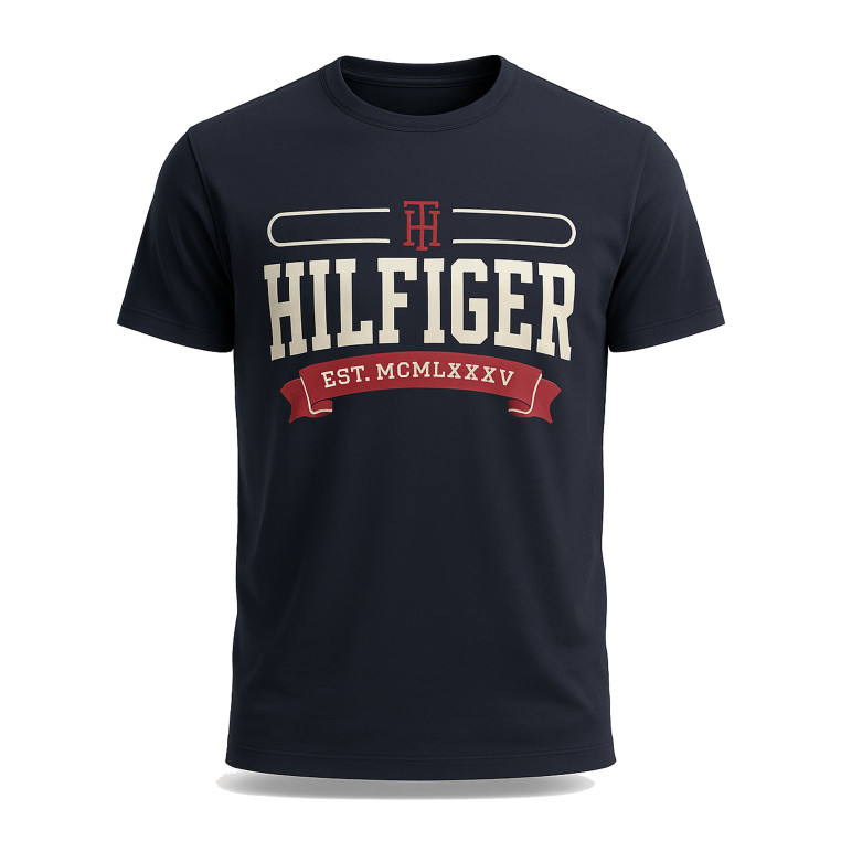 Tommy Hilfiger Pánské Tričko Premium – Krátký Rukáv, tmavé černé