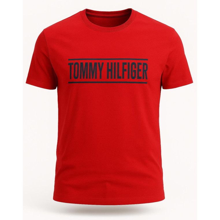 Tommy Hilfiger Pánské Tričko s Krátkým Rukávem – Burgundy Brown