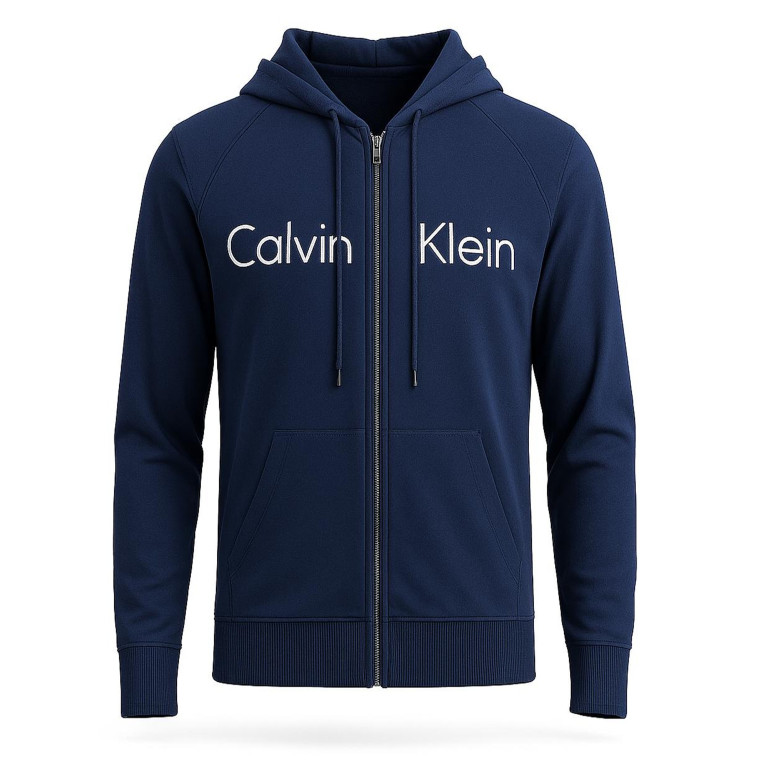 Calvin Klein pánské mikina s kapucí na zip modrá BlueCK