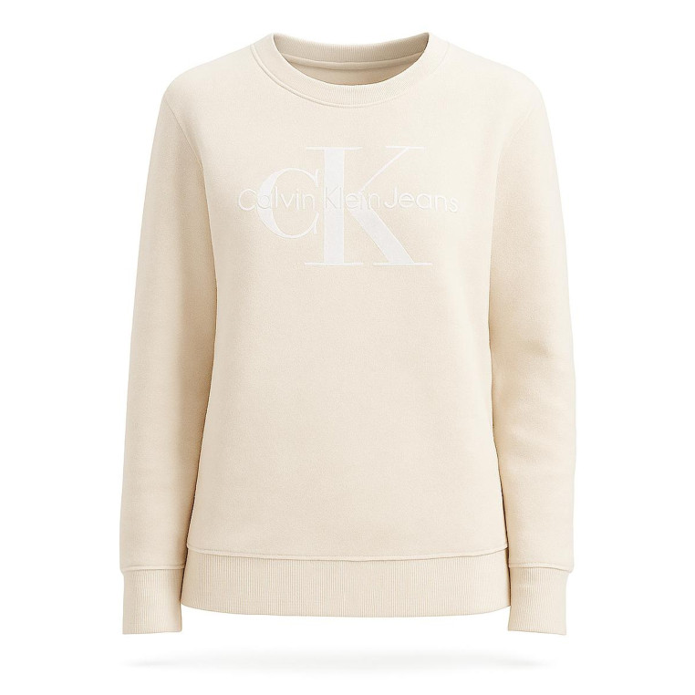 Calvin Klein dámská mikina Classic Logo Signature béžová