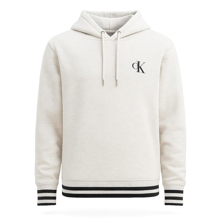 Calvin Klein pánské mikina hoodie s kapucí Smart Iconic bílá