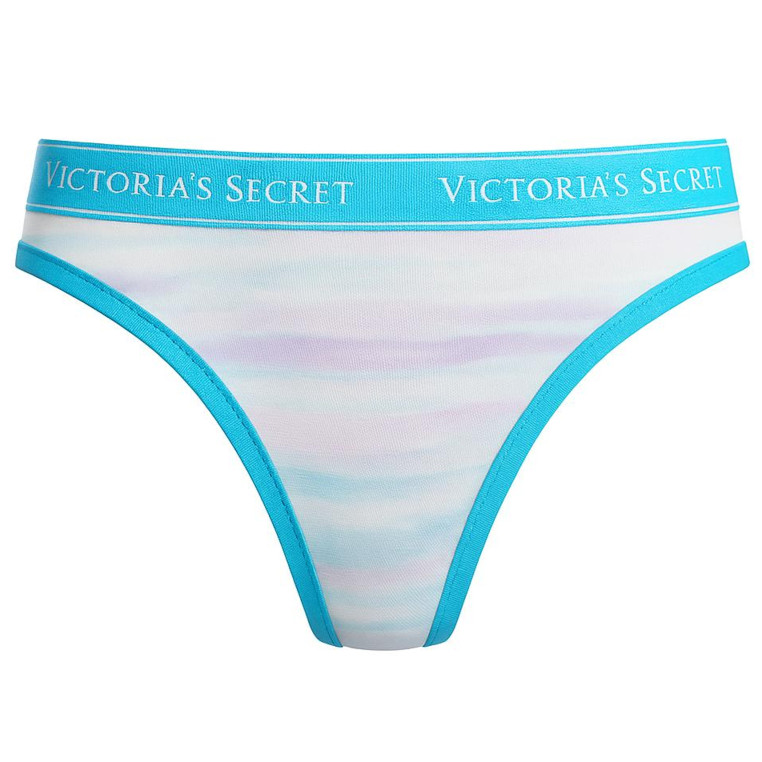 Victorias Secret tanga bavlněné kalhotky Stretch Logo brand multi blue