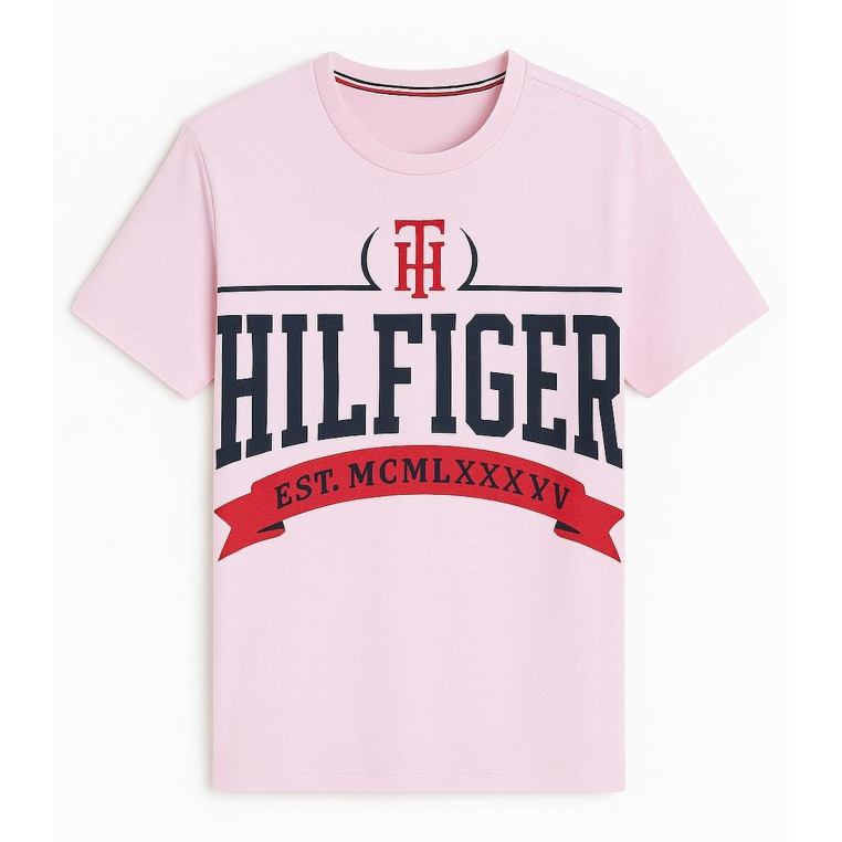 Tommy Hilfiger Pánské Tričko Iconic – Bavlna, Casual Styl růžové