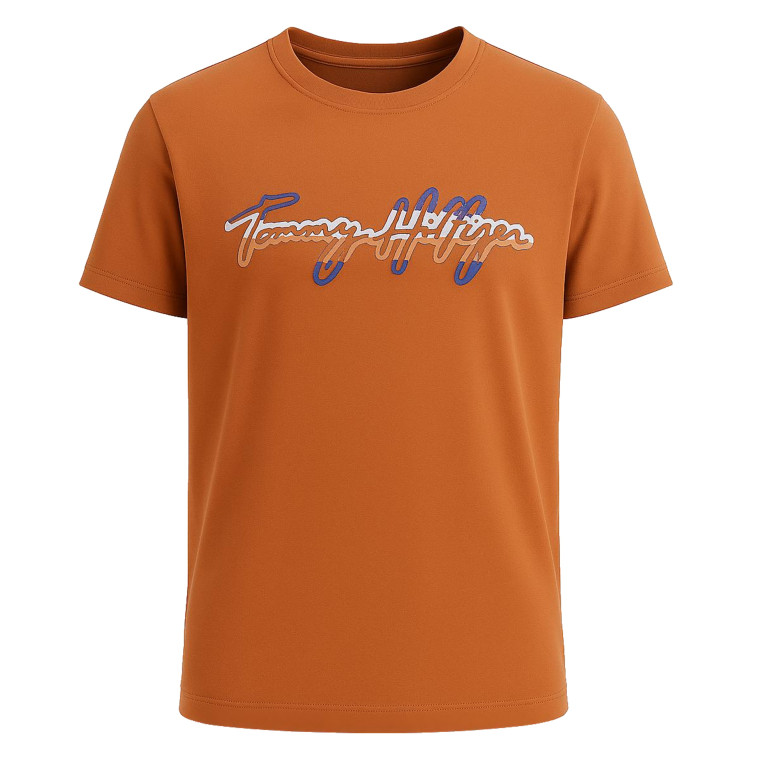 Tommy Hilfiger pánské tričko s krátkým rukávem Written Logo orange/red