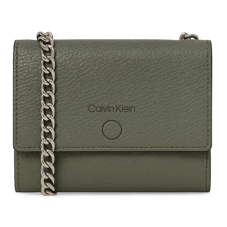 Calvin Klein dámská kožená peněženka clutch s řetízkem grn